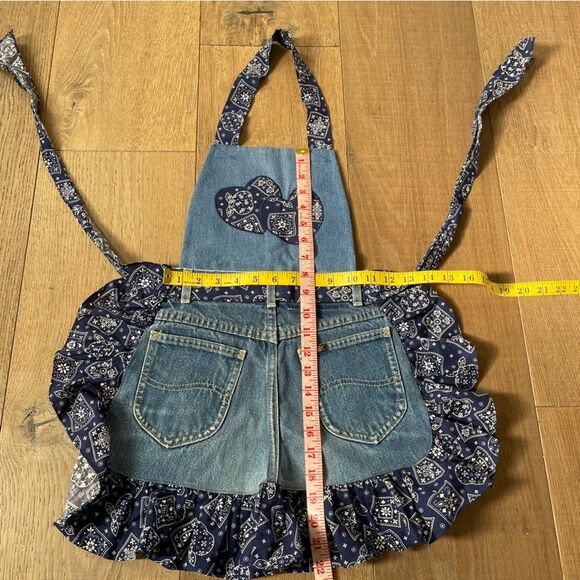 Cute Handmade Jeans Denims Apron Chef Cooking Baking Gardening Painting DIY - Picture 5 of 5